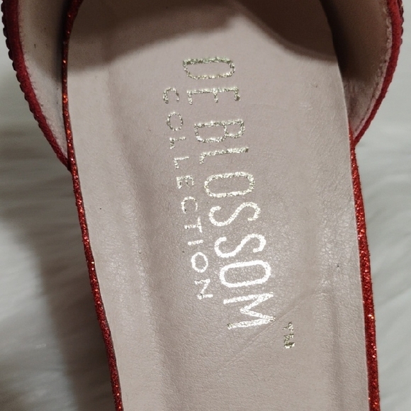 De Blossom Celina Collection Sparkly Red Glitter Block Heel Sandals Sz.10 - Picture 6 of 13